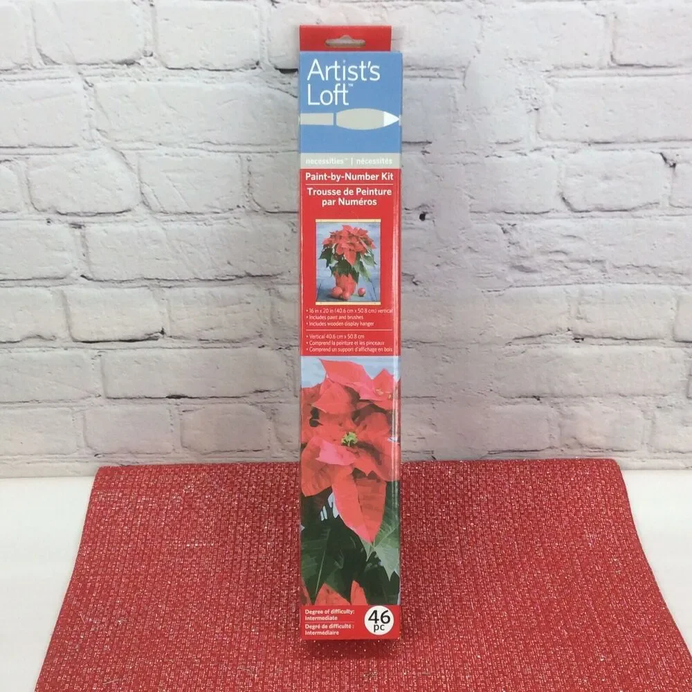 Artist's Loft Paint by Number Kit Christmas Poinsettia 16